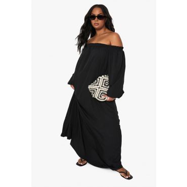 boohoo Femmes Top en Poplin Fronce a Manches Ballonnantes | Noir | Taille: 46