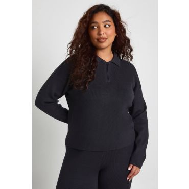 boohoo Femmes Plus Premium Top a Manches Longues a Col en Maille Côtelee | Anthracite | Taille: 54