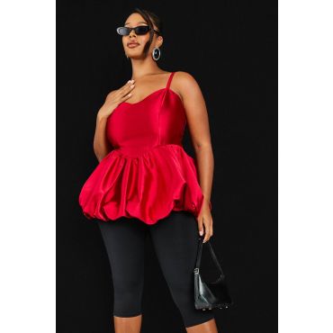 boohoo Femmes Haut Puffball Grande Taille a Encolure Carree | Rouge | Taille: 46