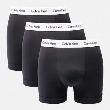 Calvin Klein Men's Cotton Stretch 3-Pack Trunks - Black - M