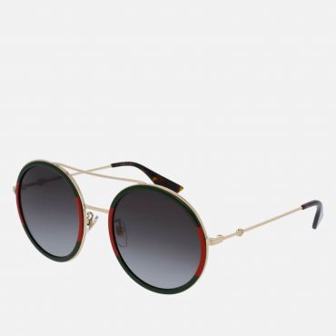 Gucci Women's Round Frame Sunglasses - Gold/Green