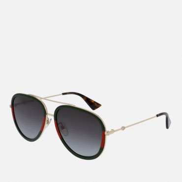 Gucci Women's Metal Aviator Sunglasses - Gold/Green