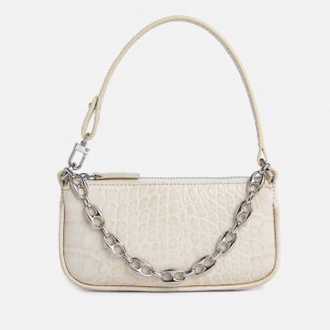 BY FAR Women's Mini Rachel Croco Bag - Cream