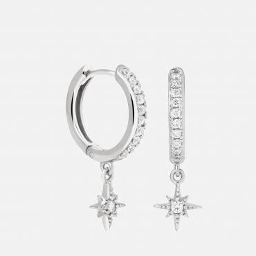 Astrid & Miyu Rhodium-Plated Star Huggies