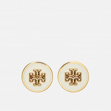 Tory Burch Women's Kira Enamel Circle-Stud Earring - Tory Gold/New Ivory