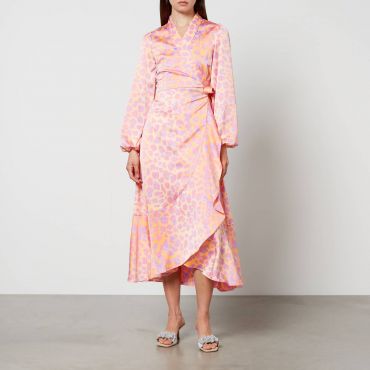 Cras Laracras Printed Silk-Satin Wrap Dress - EU 38/UK 10