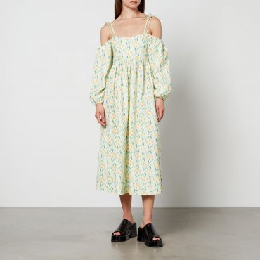 Damson Madder Edwina Floral-Print Cotton Midi Dress - UK 16