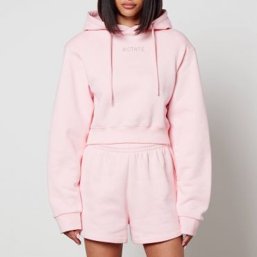 Rotate Cropped Cotton-Jersey Hoodie - S