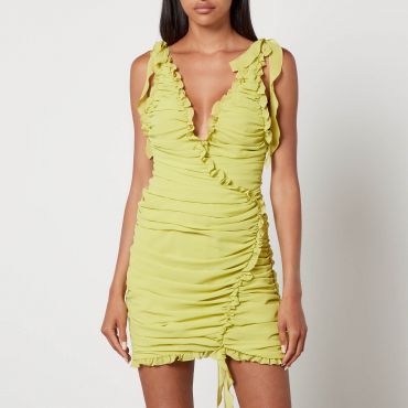 De La Vali Rose Ruched Chiffon Mini Dress - UK 8