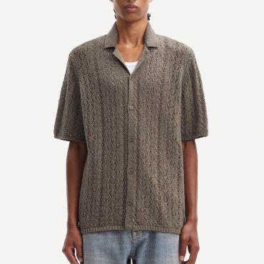 Samsøe Samsøe Bear Cotton-Pointelle Short Sleeved Shirt - M