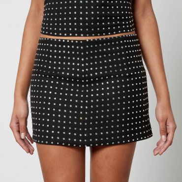 De La Vali Isidora Diamante-Embellished Twill Mini Skirt - UK 12