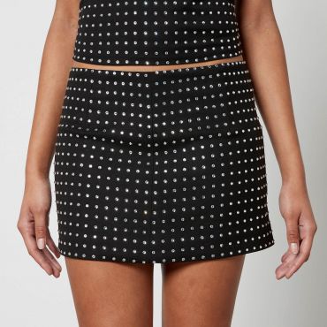 De La Vali Isidora Diamante-Embellished Twill Mini Skirt - UK 8