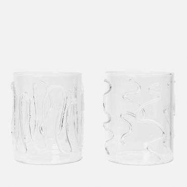 Ferm Living Doodle Glasses - Set of 2 - Tall - Clear