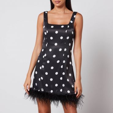 Kitri Edina Polka-Dot Satin Mini Dress - UK 8