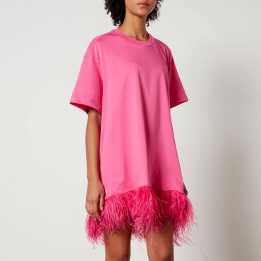 Marques Almeida Ostrich Feather Hem Cotton-Jersey T-Shirt - XL