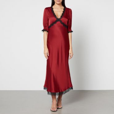 Rixo Gabrielle Satin Maxi Dress - UK 12
