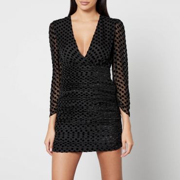 Rixo Golden Silk-Blend Devoré-Velvet Mini Dress - UK 14