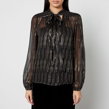 Rixo Moss Satin-Jacquard Lurex Blouse - UK 8
