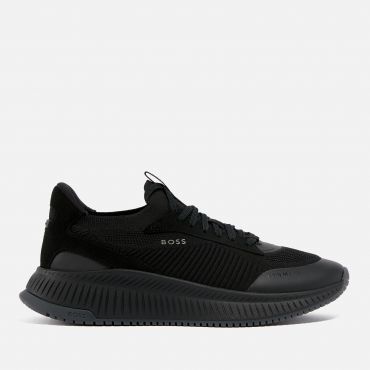 BOSS Men's Jonah Runn Mesh and Faux Leather Trainers - UK 10