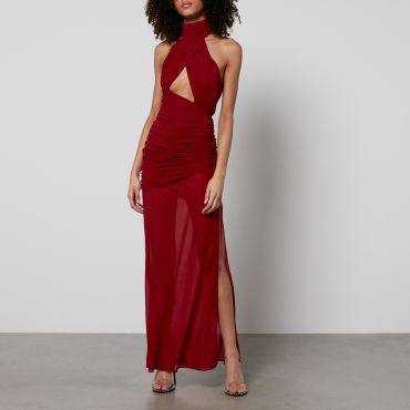 De La Vali High-Neck Woven Maxi Dress - UK 14