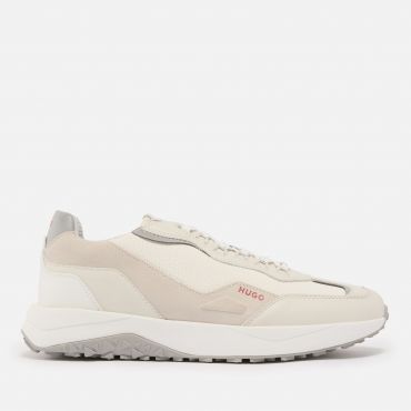 HUGO Men's Kane Leather and Faux Leather Runner Trainers - UK 8