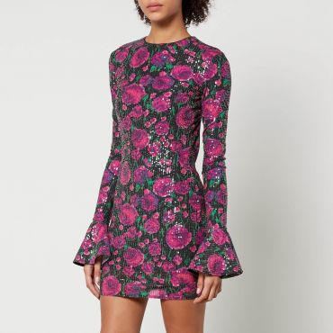 Rotate Birger Christensen Open-Back Sequinned Satin Dress - DK 38/UK 12