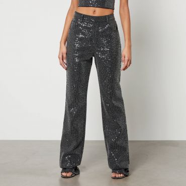 Rotate Birger Christensen Sequinned Denim Straight-Leg Jeans - W29