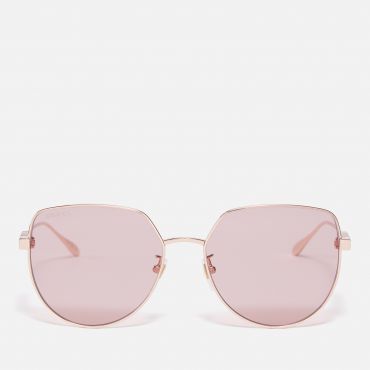 Gucci Rose-Tone Metal D-Frame Sunglasses