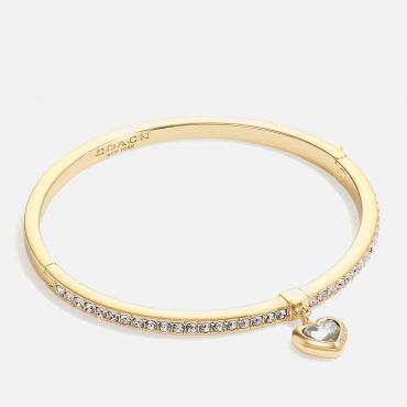 Coach Heart Gold Tone Charm Bangle