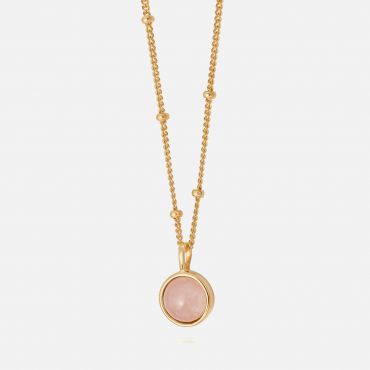 Daisy London Rose Quartz 18-Karat Gold-Plated Sterling Silver Necklace
