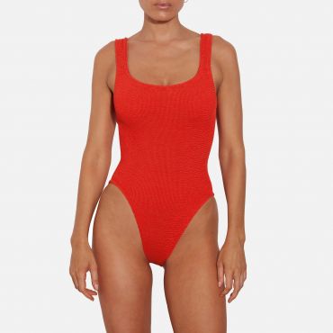 Hunza G Square Neck Seersucker Swimsuit