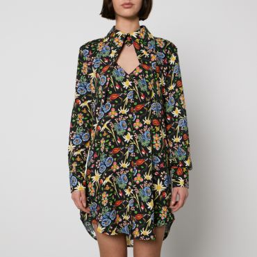 Vivienne Westwood Heart Floral-Print Cotton-Poplin Shirt Dress - UK 6