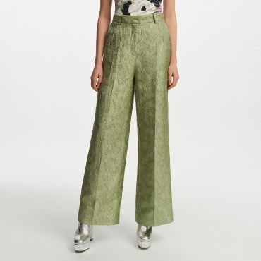 Essentiel Antwerp Fling Floral-Brocade Wide-Leg Pants - UK 12