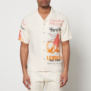 Percival Lemon Kreme Linen Cuban Shirt - XL