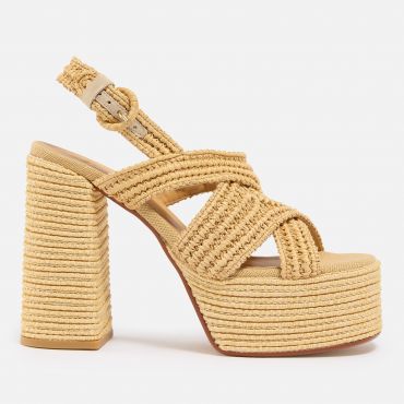Castañer Women's Fulvia Faux Raffia Platform Heeled Sandals - 7
