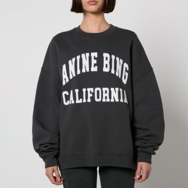 Anine Bing Miles Logo Organic Cotton-Jersey Sweatshirt - S