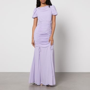 De La Vali Ruched Chiffon Maxi Dress - UK 16