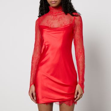 De La Vali Satin and Lace Mini Dress - UK 12