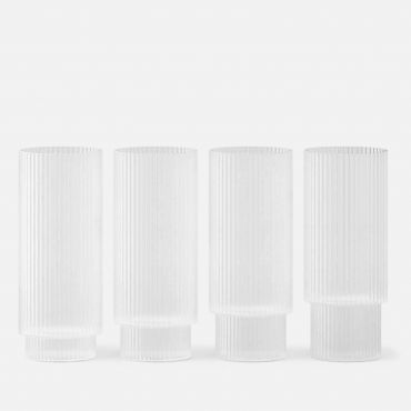 Ferm Living Ripple Long Drink Glasses - Set of 4 - Frosted