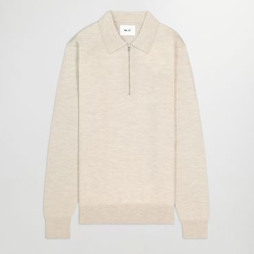 NN.07 Sergio Wool Quarter-Zip Polo Shirt - S