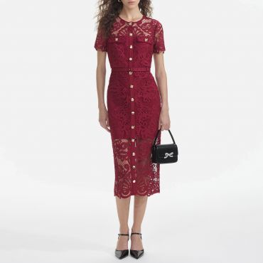 Self-Portrait Guipure Lace Midi Dress - UK 6