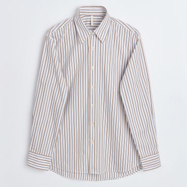 Sunflower Base Striped Cotton-Poplin Shirt - L