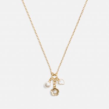 Coach Cluster Gold-Tone Charm Necklace