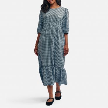 Nobody's Child Rachel Gingham Cotton-Seersucker Midi Dress - UK 10