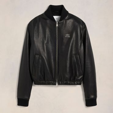AMI Padded Leather Biker Jacket - M