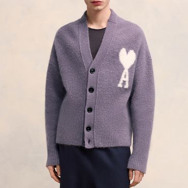 AMI Off White De Coeur Alpaca-Blend Cardigan - XL