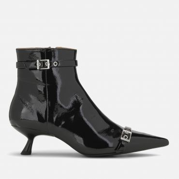 Ganni Women's Eyelets Leather Kitten Heeled Boots - UK 3
