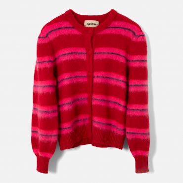 Damson Madder Cece Intarsia-Striped Knit Cardigan - UK 16