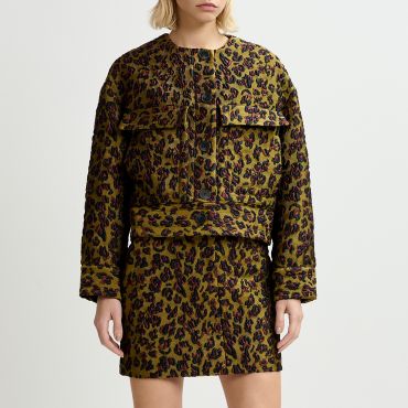 Essentiel Antwerp Gallant Leopard-Cloqué Jacket - EU 36/UK 8