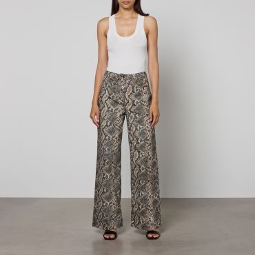 MAX&Co. Parure Snake-Print Cotton-Drill Trousers - UK 10
